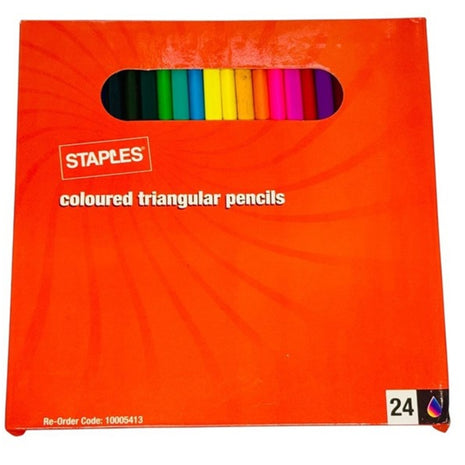 STAPLES Coloured Triangular Pencils – Pack of 24