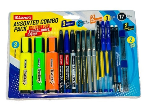 Luxor Assorted Combo Pack (17 Pcs) | School & Office Stationery