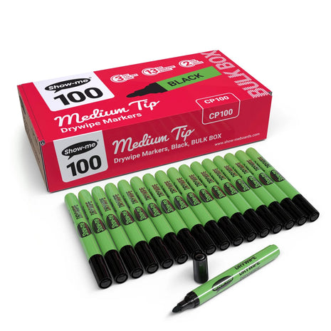 Show Me Medium Tip Black Student Whiteboard Markers (Pack of 200 Marker)