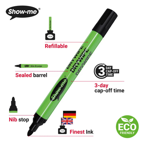 Show Me Medium Tip Black Student Whiteboard Markers (Pack of 200 Marker)