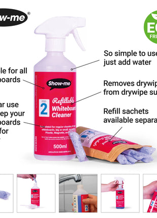 Show-me Refillable Whiteboard Cleaner 500ml Trigger Spray Eco Friendly