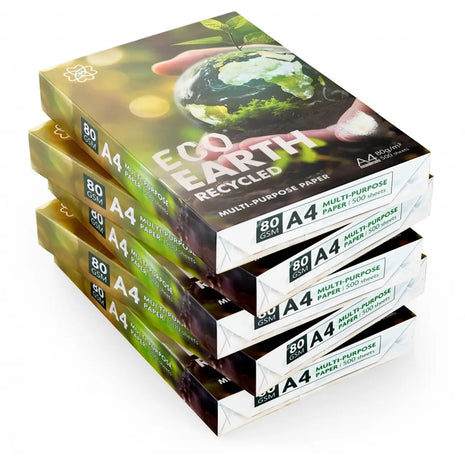 ECOEARTH 100% Recycled Copy Paper A4 White – 80 GSM | Multi-Purpose Printer Paper
